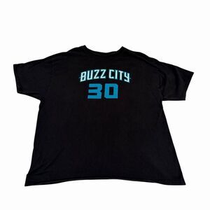 Hanes Charlotte Hornets T-Shirt Dell Curry NBA Arena Giveaway Mens Black Teal XL